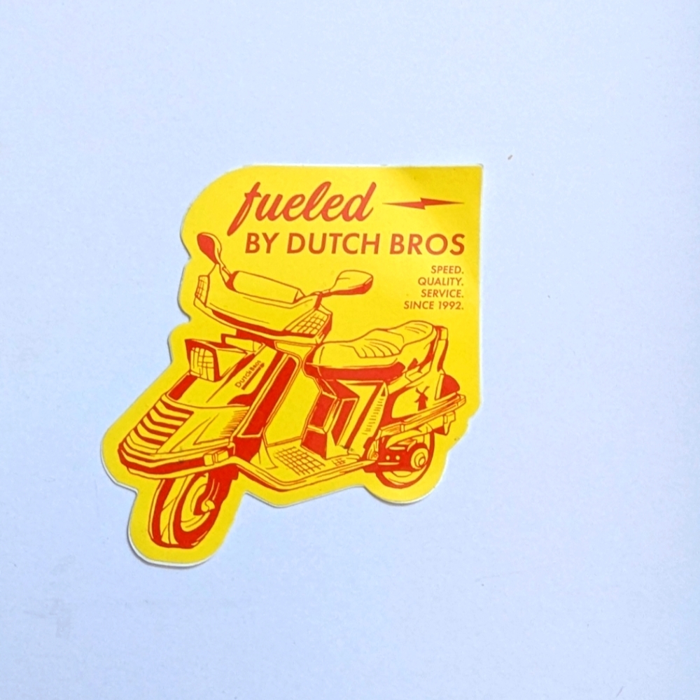 Dutch Bros Yellow and Red Scooter Sticker